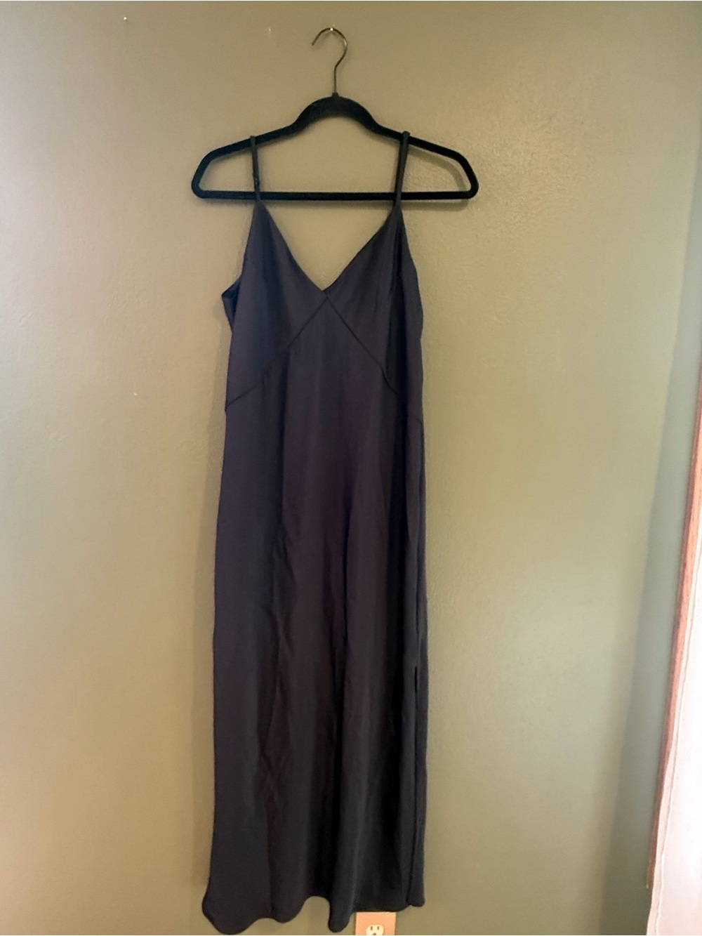 a new day Black Slip Maxi Dress with V-Neck and Spaghetti Straps